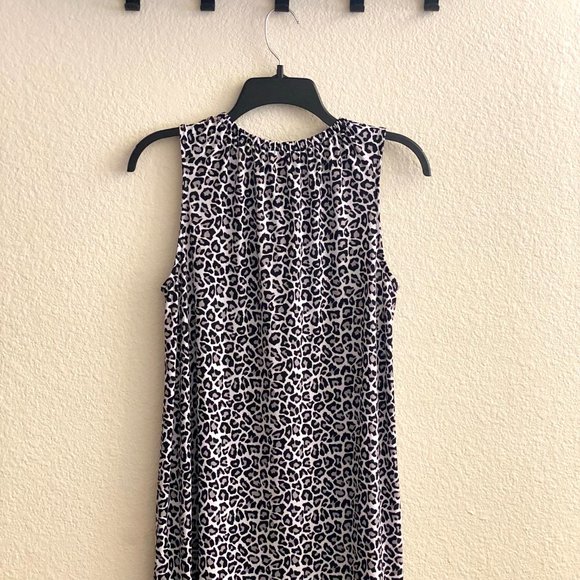 Michael Kors sz:M Black White Leopard Animal Print Sleeveless Zip Dress - Picture 4 of 11